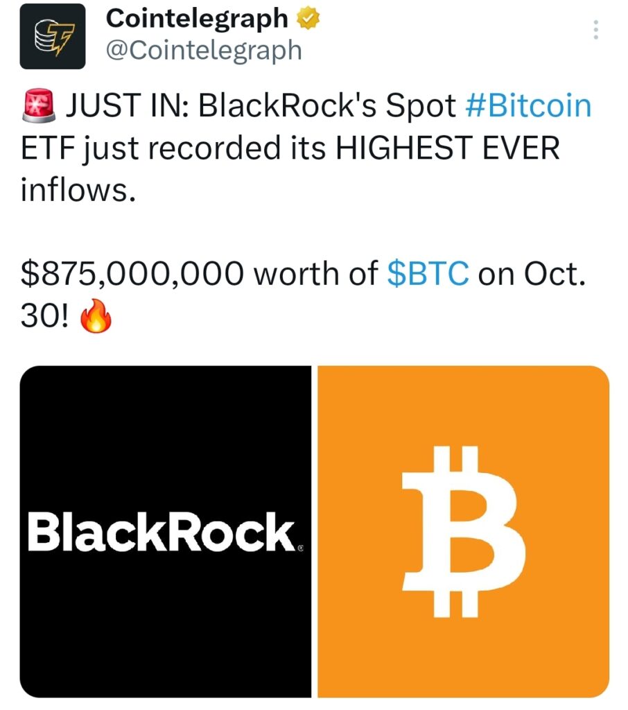 BlackRock’s $IBIT bought $875 million worth of #Bitcoin